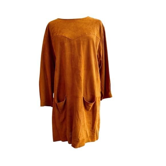 Isabel Marant Goat Suede Mini Shift Dress Size 40 US 8 Leather Tan - Picture 2 of 15